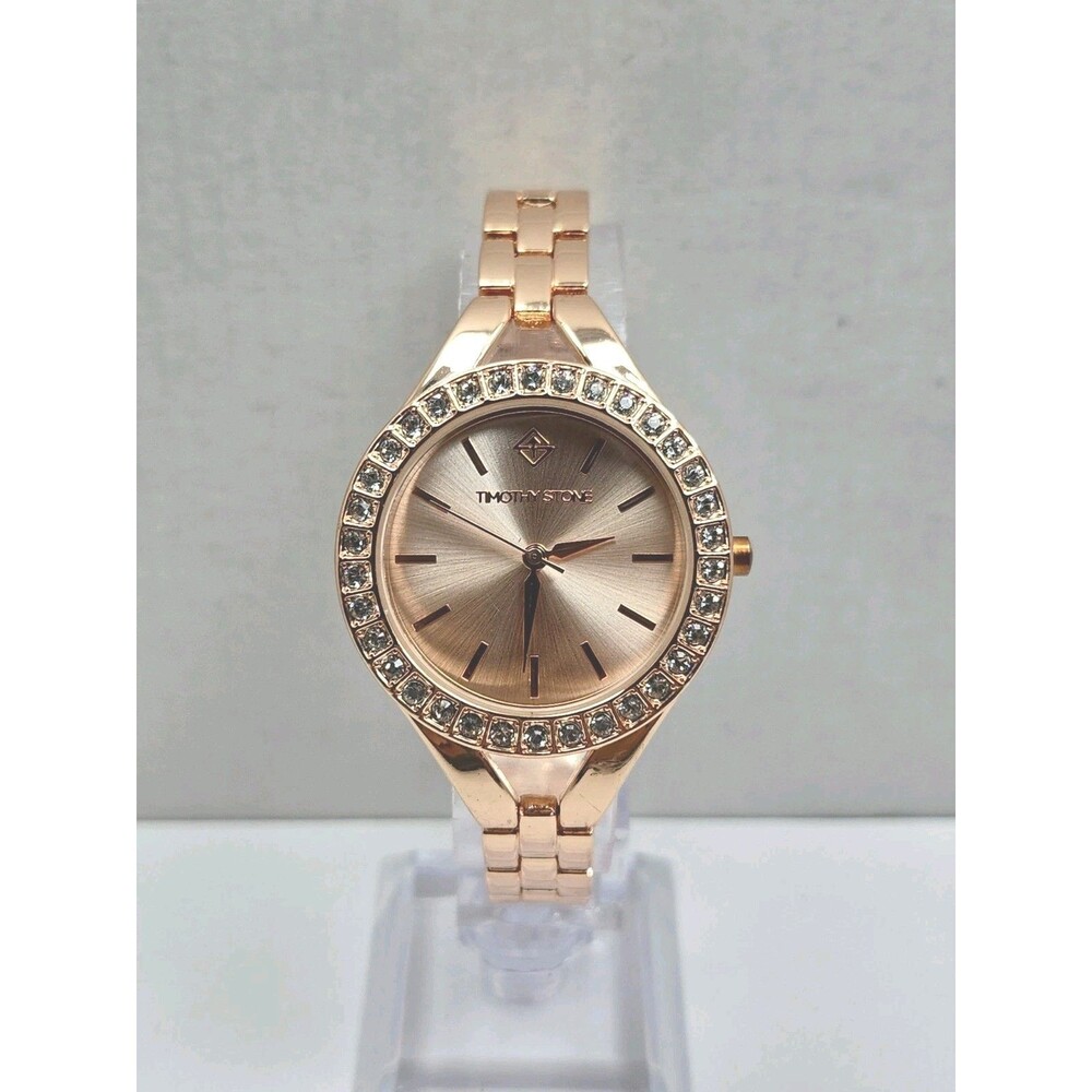 Timothy Stone Joliet Womens Rose Gold Swarovski Crystal Quartz Watch New Battery